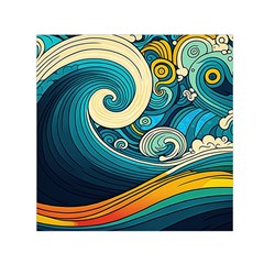 Waves Ocean Sea Abstract Whimsical Abstract Art 3 Square Satin Scarf (30  X 30 ) by Ndabl3x