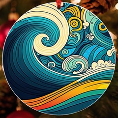 Waves Ocean Sea Abstract Whimsical Abstract Art 3 Uv Print Acrylic Ornament Round by Ndabl3x