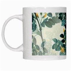 Vintage Retro Flowers Leaves Foliage Plants White Mug by Ndabl3x