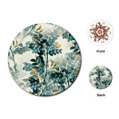 Vintage Retro Flowers Leaves Foliage Plants Playing Cards Single Design (round)