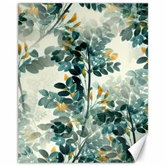 Vintage Retro Flowers Leaves Foliage Plants Canvas 11  X 14  by Ndabl3x