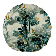 Vintage Retro Flowers Leaves Foliage Plants Large 18  Premium Round Cushions by Ndabl3x