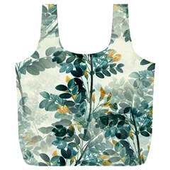 Vintage Retro Flowers Leaves Foliage Plants Full Print Recycle Bag (xxxl) by Ndabl3x