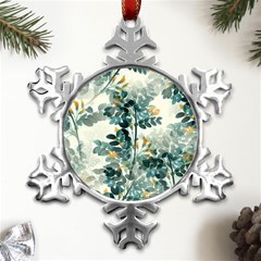 Vintage Retro Flowers Leaves Foliage Plants Metal Small Snowflake Ornament by Ndabl3x