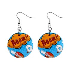 Comical Words Animals Comic Omics Crazy Graffiti Mini Button Earrings by Bedest