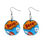 Comical Words Animals Comic Omics Crazy Graffiti Mini Button Earrings Front