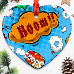 Comical Words Animals Comic Omics Crazy Graffiti Heart Ornament (two Sides) by Bedest