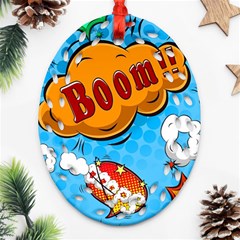 Comical Words Animals Comic Omics Crazy Graffiti Ornament (oval Filigree) by Bedest