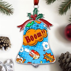 Comical Words Animals Comic Omics Crazy Graffiti Metal Holly Leaf Bell Ornament by Bedest