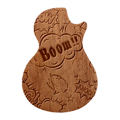 Comical Words Animals Comic Omics Crazy Graffiti Guitar Shape Wood Guitar Pick Holder Case And Picks Set by Bedest