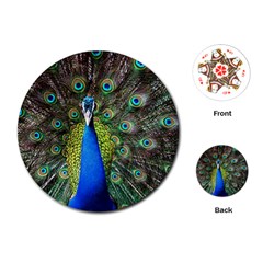 Peacock Bird Feathers Pheasant Nature Animal Texture Pattern Playing Cards Single Design (round)