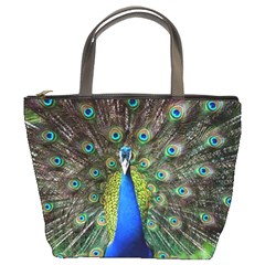 Peacock Bird Feathers Pheasant Nature Animal Texture Pattern Bucket Bag by Bedest