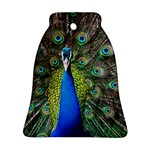 Peacock Bird Feathers Pheasant Nature Animal Texture Pattern Ornament (Bell) Front