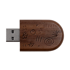 Abstract Leaf Nature Natural Beautiful Summer Pattern Wood Oval Usb Flash Drive by Bedest