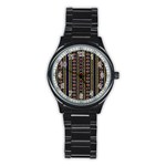 Background Art Pattern Design Stainless Steel Round Watch Front