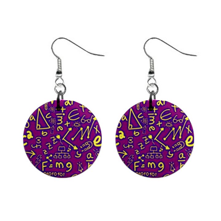 Background Doodles Math Mini Button Earrings