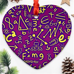 Background Doodles Math Heart Ornament (two Sides)