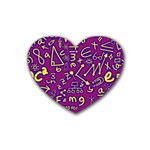 Background Doodles Math Rubber Coaster (Heart) Front