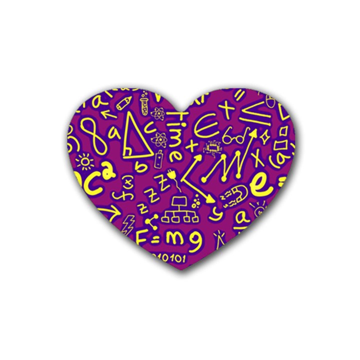 Background Doodles Math Rubber Coaster (Heart)