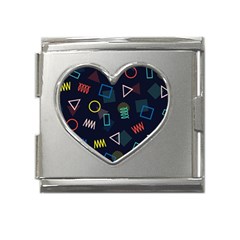 Memphis Seamless Patterns Abstract Jumble Textures Mega Link Heart Italian Charm (18mm)