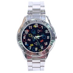 Memphis Seamless Patterns Abstract Jumble Textures Stainless Steel Analogue Watch by Hannah976