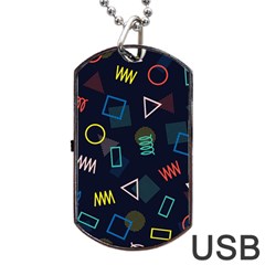 Memphis Seamless Patterns Abstract Jumble Textures Dog Tag USB Flash (One Side)