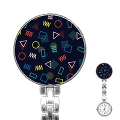 Memphis Seamless Patterns Abstract Jumble Textures Stainless Steel Nurses Watch