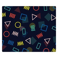 Memphis Seamless Patterns Abstract Jumble Textures Two Sides Premium Plush Fleece Blanket (Kids Size)