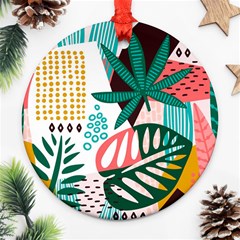 Abstract Seamless Pattern With Tropical Leaves Ornament (Round)