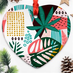 Abstract Seamless Pattern With Tropical Leaves Ornament (heart)