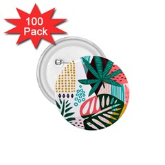 Abstract Seamless Pattern With Tropical Leaves 1.75  Buttons (100 pack) 