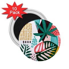 Abstract Seamless Pattern With Tropical Leaves 2.25  Magnets (10 pack) 