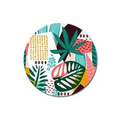 Abstract Seamless Pattern With Tropical Leaves Magnet 3  (round) by Hannah976