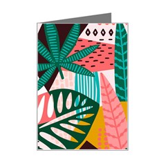 Abstract Seamless Pattern With Tropical Leaves Mini Greeting Card