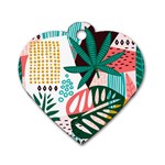 Abstract Seamless Pattern With Tropical Leaves Dog Tag Heart (Two Sides) Front