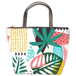 Abstract Seamless Pattern With Tropical Leaves Bucket Bag Front