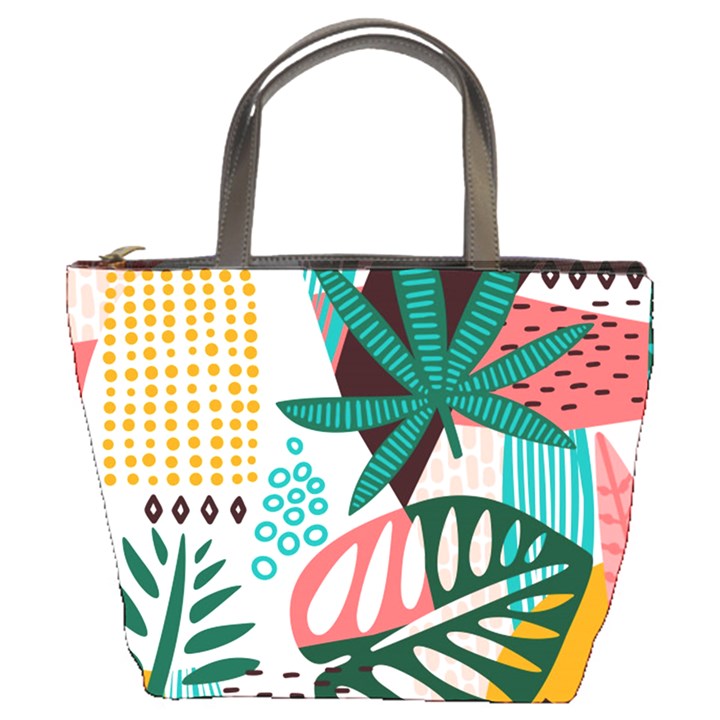 Abstract Seamless Pattern With Tropical Leaves Bucket Bag