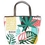 Abstract Seamless Pattern With Tropical Leaves Bucket Bag Back