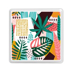 Abstract Seamless Pattern With Tropical Leaves Memory Card Reader (Square)