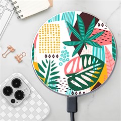 Abstract Seamless Pattern With Tropical Leaves Wireless Fast Charger(white) by Hannah976