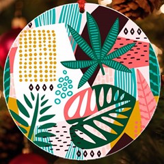 Abstract Seamless Pattern With Tropical Leaves Uv Print Acrylic Ornament Round by Hannah976