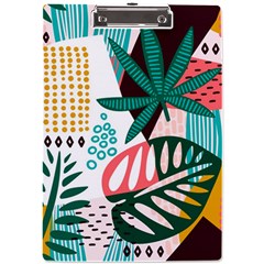 Abstract Seamless Pattern With Tropical Leaves A4 Acrylic Clipboard by Hannah976