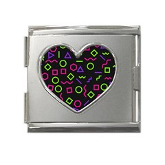 Geometric Seamless Pattern Mega Link Heart Italian Charm (18mm)