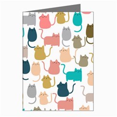 Cute Seamless Pattern Happy Kitty Kitten Cat Greeting Cards (pkg Of 8)