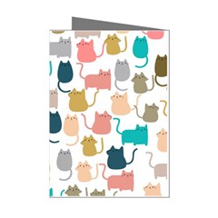 Cute Seamless Pattern Happy Kitty Kitten Cat Mini Greeting Cards (pkg Of 8)