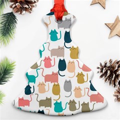 Cute Seamless Pattern Happy Kitty Kitten Cat Christmas Tree Ornament (two Sides)