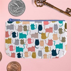 Cute Seamless Pattern Happy Kitty Kitten Cat Large Coin Purse by Hannah976