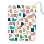 Cute Seamless Pattern Happy Kitty Kitten Cat Drawstring Pouch (4XL) Front