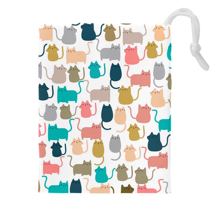 Cute Seamless Pattern Happy Kitty Kitten Cat Drawstring Pouch (4XL)