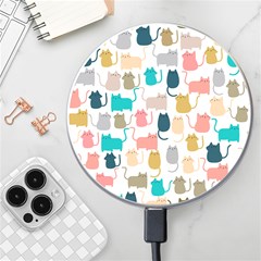 Cute Seamless Pattern Happy Kitty Kitten Cat Wireless Fast Charger(white) by Hannah976